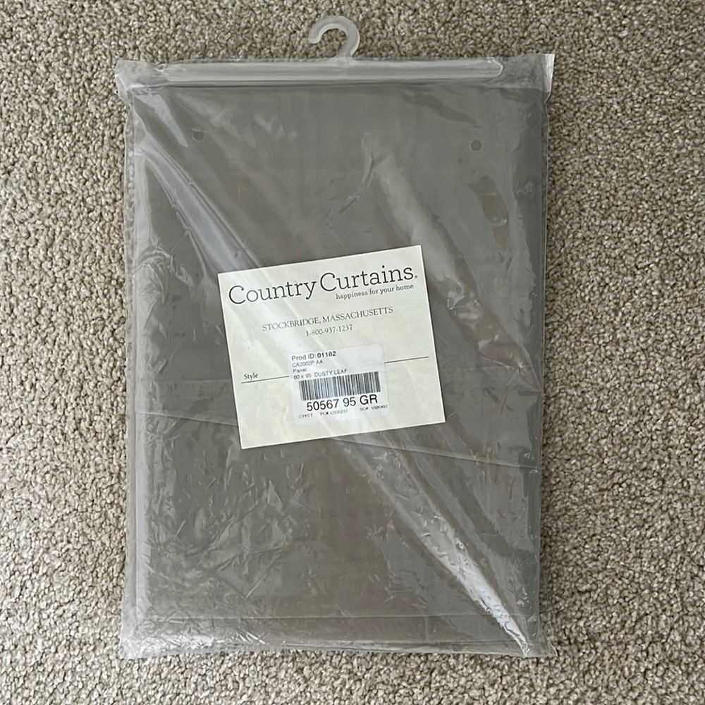 Country Curtains One Sheer 60" x 95" Curtain Panel Dusty Leaf Sage Green NIP!